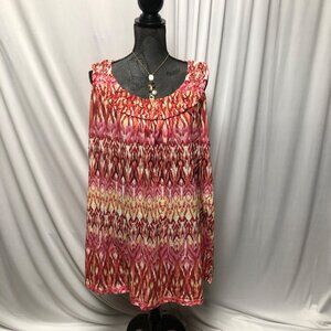 Gloria Vanderbilt Tunic Womens Size 1X Maroon Pink Sleeveless Relaxed Top